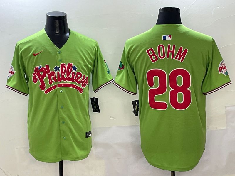 Men Philadelphia Phillies #28 Bohm Green Five generations Nike 2025 MLB Jersey style 1